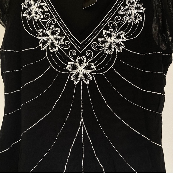 VINTAGE BNWT Deadstock BHS Ladies Women Mesh beaded Sheer Top Tee T-Shirt - Picture 11 of 11